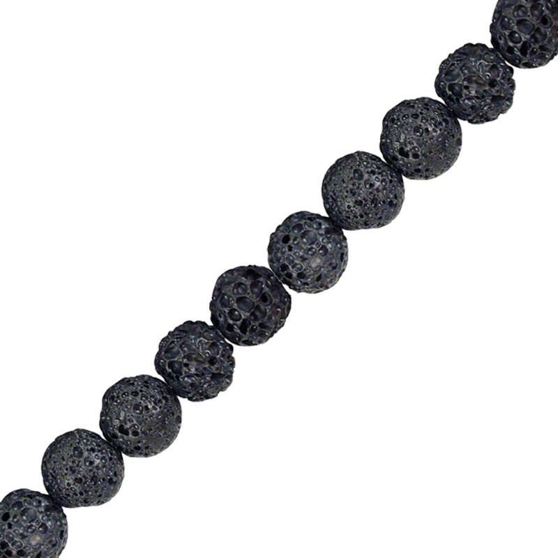 Collier en lave noire 4 à 10 mm - 42cm (les 5pcs)