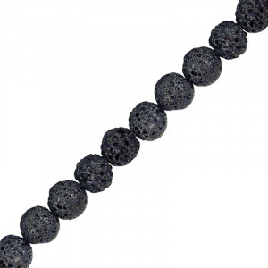 Collier en lave noire 4 à 10 mm - 42cm (les 5pcs)