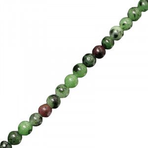 Collier Rubis zoïsite boules 4 à 10 mm