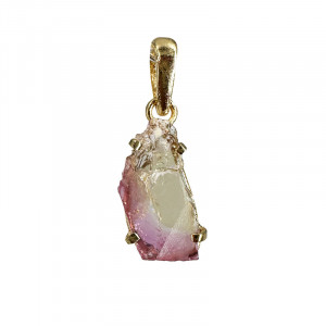 Pendentif Tourmaline melon d'eau montage plaqué or - Pièce unique - 202511_207